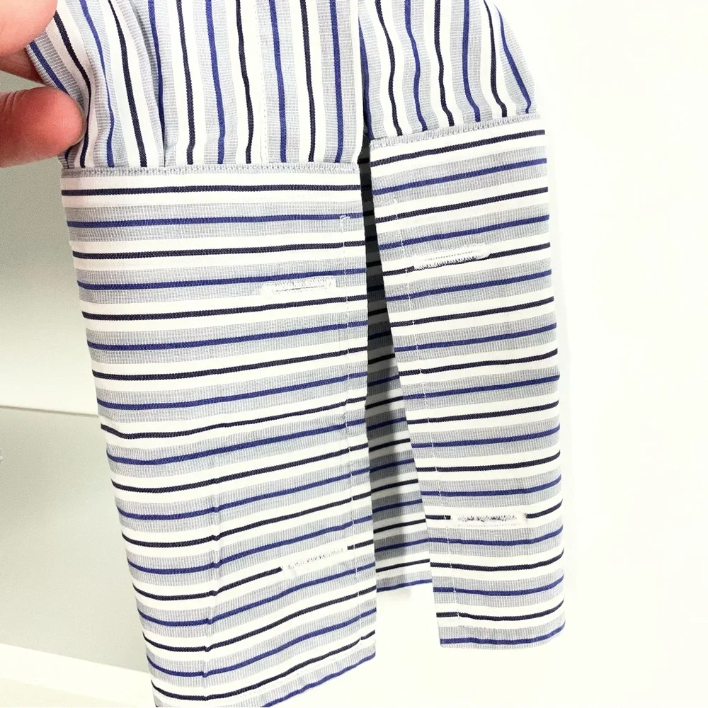Banana Republic Slim Fit Italian Fabric Blue Stripe Button Down Shirt 16-16.5 L